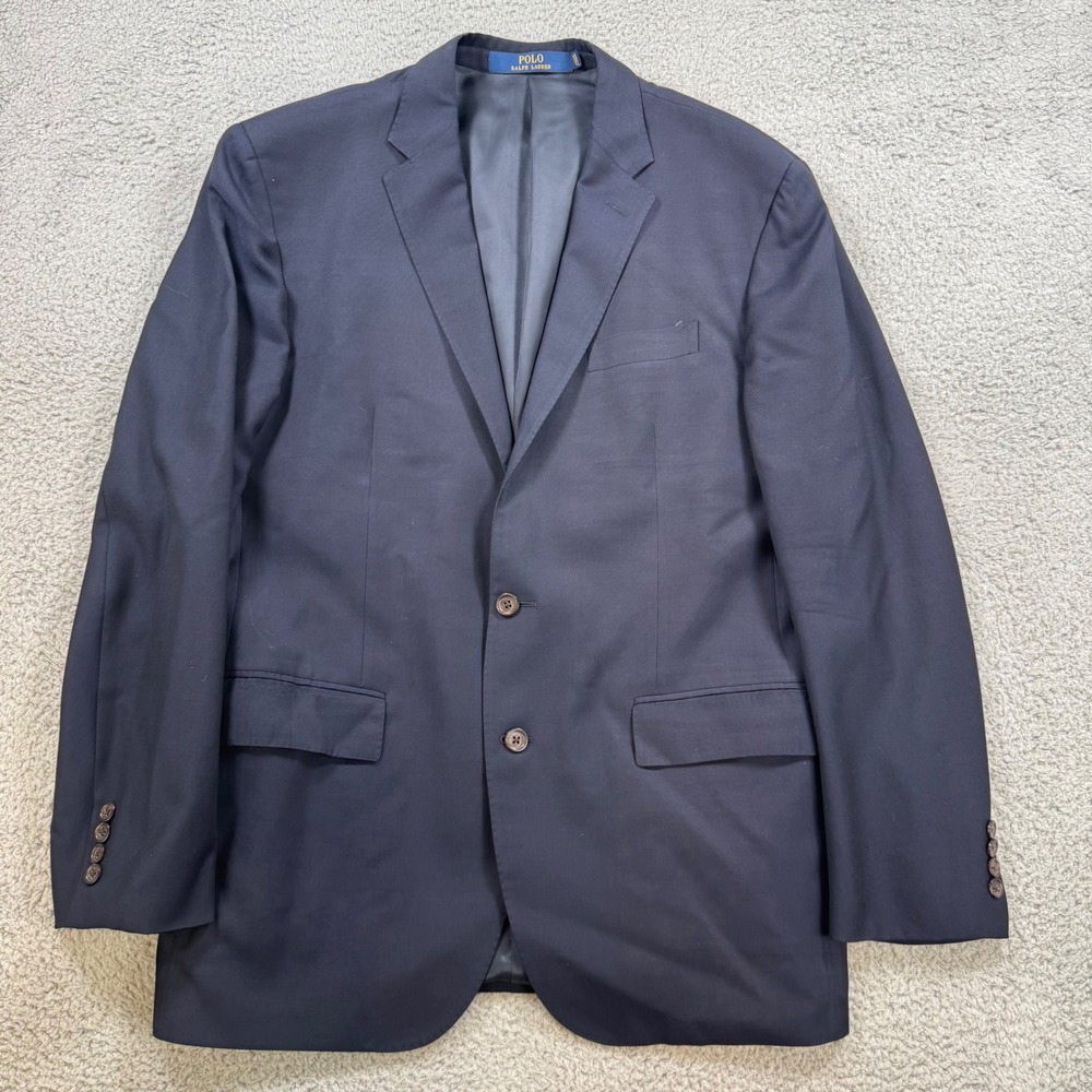 Polo Ralph Lauren Men Navy Wool Blend Blazer Suit Jacket Sport Coat 44R